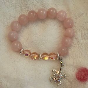 Othr Pink and Gold Beaded Bracelet with Turtle Charm